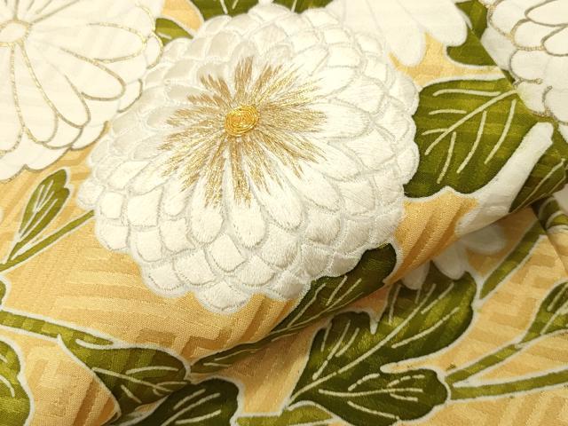 平和屋着物●訪問着 駒刺繍 菊文 金彩 正絹 逸品 CABK2010gh