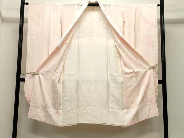 平和屋着物●振袖用長襦袢 無双仕立て 草花地紋 暈し染め 半衿刺繍 正絹 逸品 CABK2011gh
