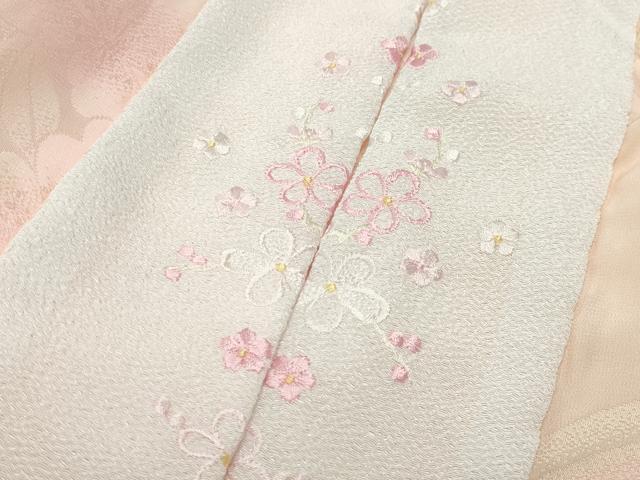 平和屋着物●振袖用長襦袢 無双仕立て 草花地紋 暈し染め 半衿刺繍 正絹 逸品 CABK2011gh