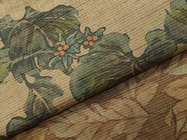 平和屋着物●訪問着 紬地 作家物 手描き ろうけつ染 南天蔦の葉文 リス 正絹 逸品 CABK2013gh