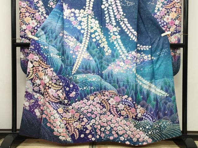 平和屋着物●豪華振袖 辻が花 絞り 暈し染め 銀通し地 正絹 逸品 CABK2020gh
