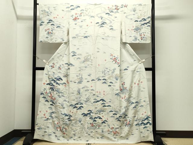平和屋着物●訪問着 友禅 風景松竹梅文 ますいわ屋扱い 正絹 逸品 CABK2025gh