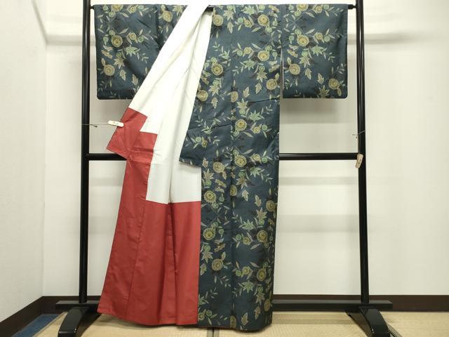 平和屋着物●本場大島紬 7マルキ 草花文 正絹 逸品 CABK2037gh