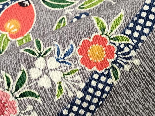 平和屋着物●上質な小紋 紅型 松花文 鬼しぼ縮緬 ロング丈 正絹 逸品 CABK2038gh