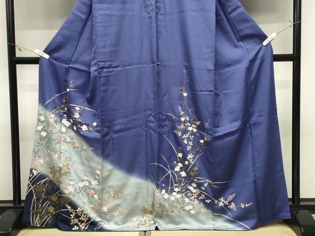 平和屋着物●訪問着 刺繍 草花文 暈し染め 金彩 正絹 逸品 CABK2041gh