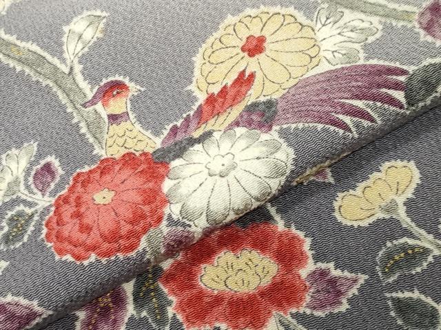 平和屋着物●訪問着 鳳凰枝花文 暈し染め 鬼しぼ縮緬 正絹 逸品 CABK2043gh