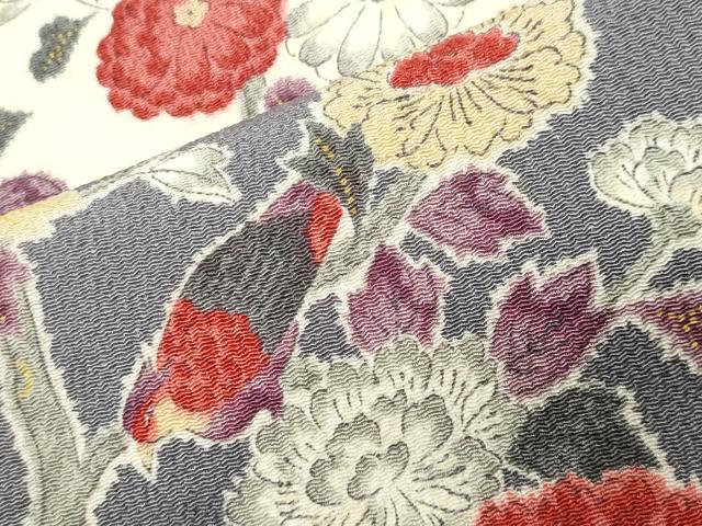 平和屋着物●訪問着 鳳凰枝花文 暈し染め 鬼しぼ縮緬 正絹 逸品 CABK2043gh