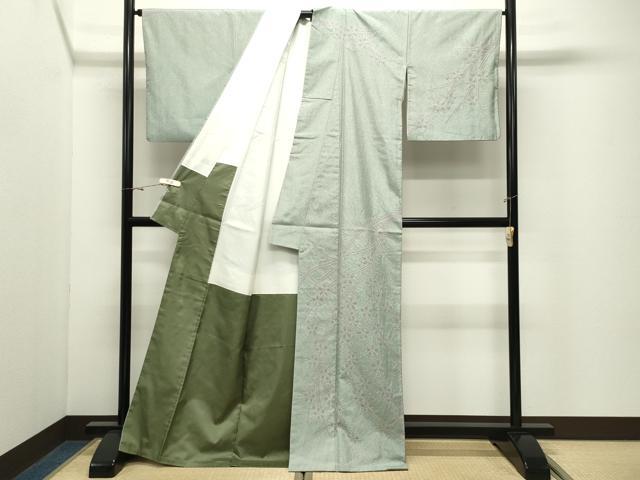 平和屋着物●本場縞大島紬 訪問着 絞り 枝花文 金銀彩 正絹 逸品 CABK2044gh