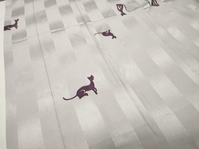 平和屋着物●長襦袢 無双仕立て 猫 正絹 逸品 CABK2049gh