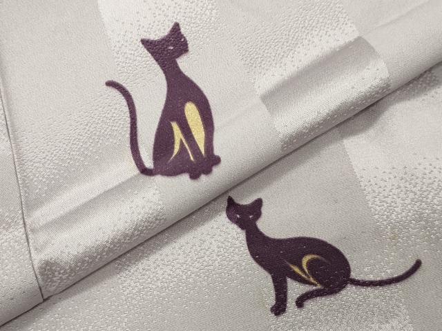 平和屋着物●長襦袢 無双仕立て 猫 正絹 逸品 CABK2049gh