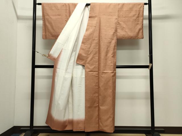平和屋着物●上質な紬 色無地 江戸茶色 正絹 逸品 CABK2054gh