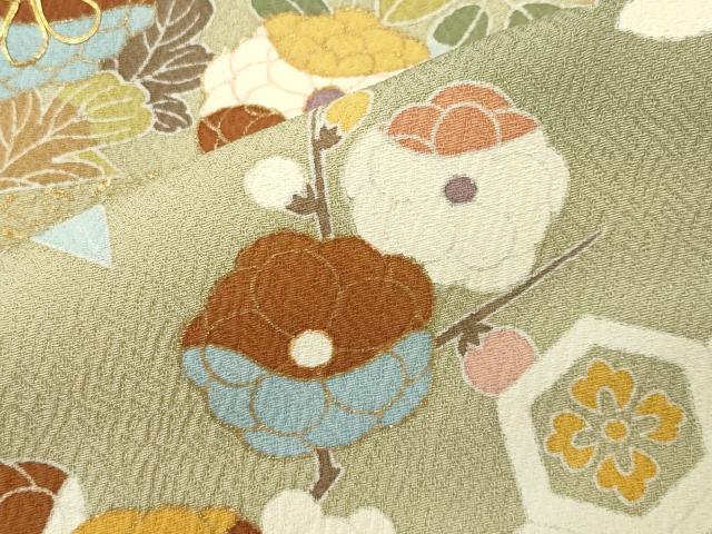 平和屋着物●訪問着 作家物 駒刺繍 菱草花文 暈し染め 金彩 正絹 逸品 CABK2056gh