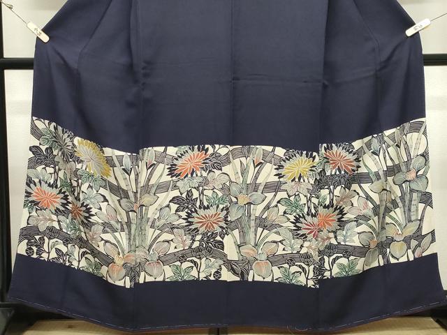 平和屋着物●訪問着 型染め 草花文 正絹 逸品 CABK2059gh
