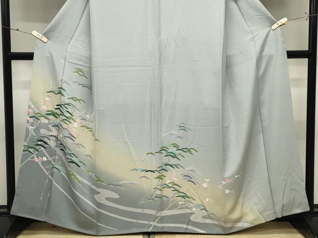 平和屋着物●訪問着 友禅 梅松文 暈し染め 正絹 逸品 CABK2066gh