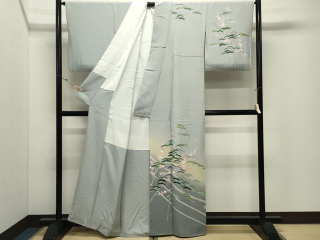 平和屋着物●訪問着 友禅 梅松文 暈し染め 正絹 逸品 CABK2066gh