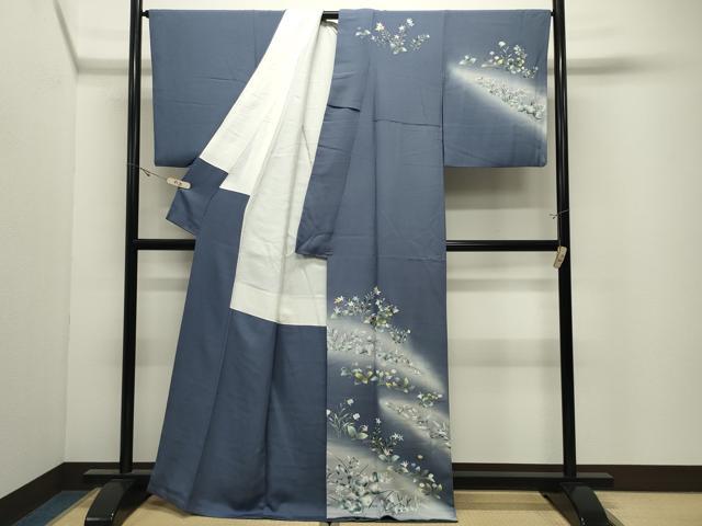 平和屋着物●名門・上野家 四代目 上野真(二代目 上野為二) 訪問着 草花文 暈し染め 金糸 正絹 逸品 CABK2069gh