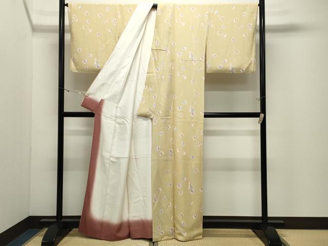 平和屋着物●上質な小紋 枝花文 正絹 逸品 CABK2070gh