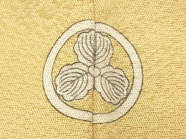 平和屋着物●上質な色無地 霞地紋 花葉色 正絹 逸品 CABK2073gh