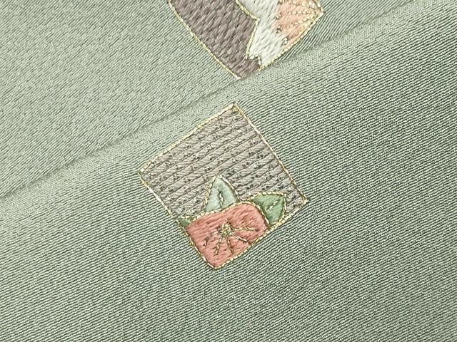平和屋着物●訪問着 総刺繍 駒刺繍 舞花文 正絹 逸品 CABK2092gh
