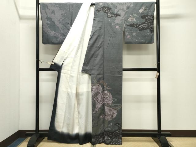 平和屋着物●西洞院辻が花 大脇一心 訪問着 紬地 絞り 正絹 逸品 CABK2096gh