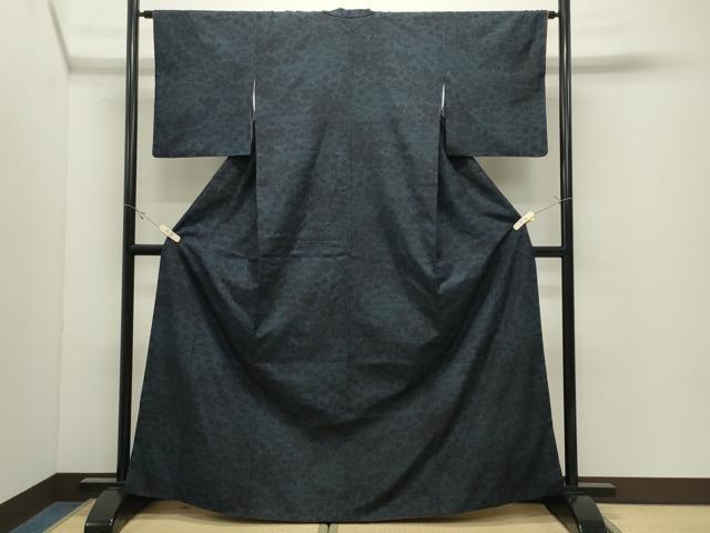 平和屋着物●結城紬 100亀甲 草花文 正絹 逸品 CABK2102gh