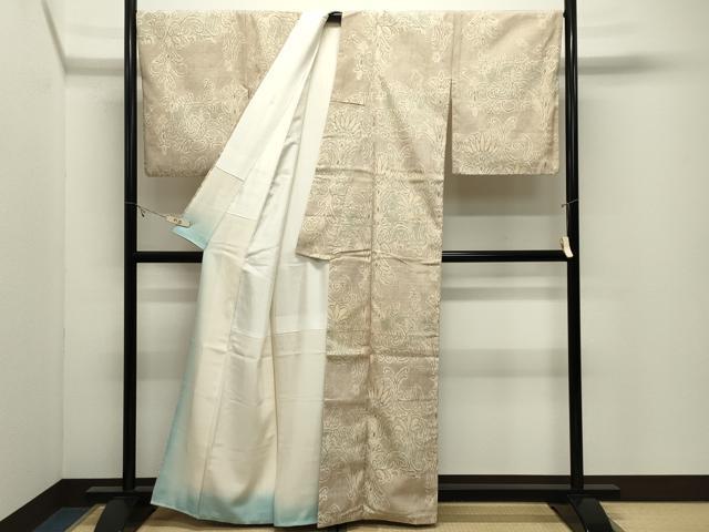 平和屋着物●本塩沢 花唐草文 正絹 逸品 CABK2107gh