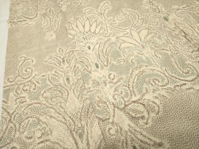 平和屋着物●本塩沢 花唐草文 正絹 逸品 CABK2107gh
