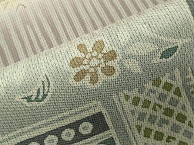 平和屋着物●訪問着 紬地 ろうけつ染 花唐草文 ロング丈 正絹 逸品 CABK2112gh