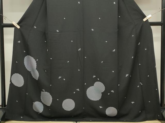 平和屋着物●訪問着 舞桜花文 黒地 ロング丈 正絹 逸品 CABK2114gh