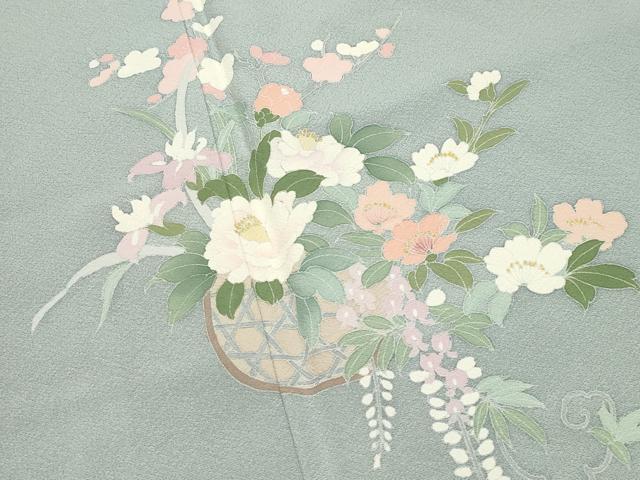 平和屋着物●訪問着 友禅 花籠文 暈し染め 正絹 逸品 未使用 CABK2121gh