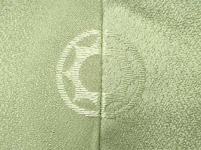 平和屋着物●上質な色無地 市松地紋 抹茶色 正絹 逸品 未使用 CABK2128gh