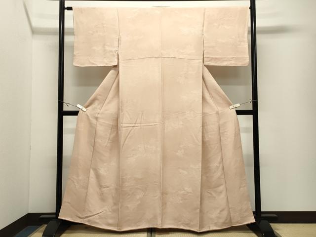 平和屋着物●上質な色無地 雲重ね桐地紋 洗柿色 正絹 逸品 CABK2130gh