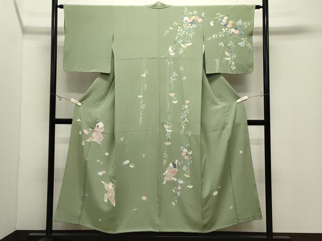 平和屋着物●訪問着 友禅 作家物 童子遊び 正絹 逸品 CABK2133gh