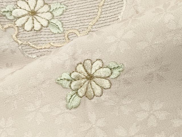 平和屋着物●長襦袢 袷 刺繍 雪輪色紙花文 暈し染め 金糸 正絹 逸品 CABK2167gh