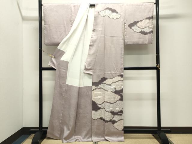 平和屋着物●訪問着 駒刺繍 雲重ね文 正絹 逸品 CABK2173gh