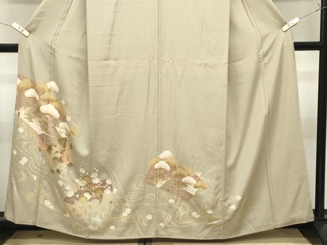 平和屋着物●豪華色留袖 流水松梅花文 金銀彩 正絹 逸品 CABK2174gh