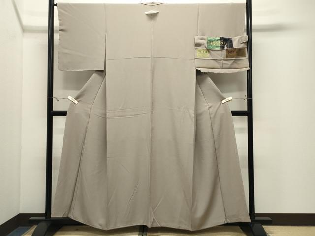平和屋着物●上質な色無地 堅牢染 利久草木染 白橡色 証紙付き 正絹 逸品 未使用 CABK2176gh