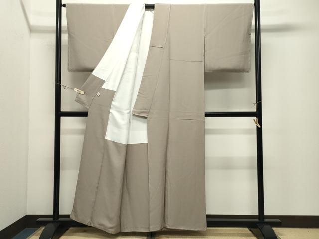 平和屋着物●上質な色無地 堅牢染 利久草木染 白橡色 証紙付き 正絹 逸品 未使用 CABK2176gh