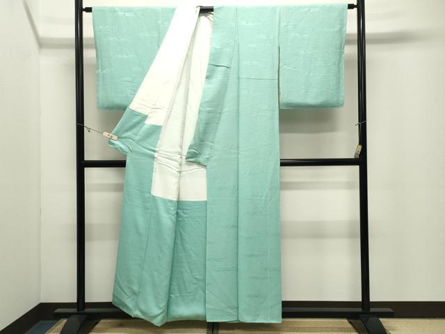 平和屋着物●上質な色無地 草花地紋 薄萌葱色 鈴乃屋扱い 反端付き 正絹 逸品 CABK2178gh