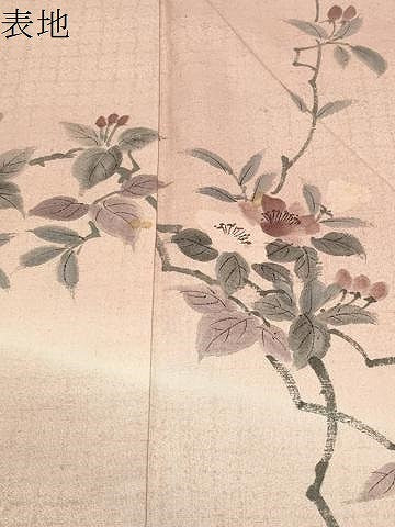 平和屋着物●訪問着 紬地 手描き 枝花文 暈し染め 正絹 逸品 CABK2191gh