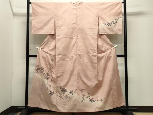 平和屋着物●訪問着 紬地 手描き 枝花文 暈し染め 正絹 逸品 CABK2191gh