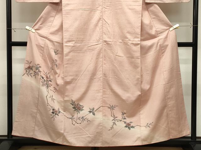 平和屋着物●訪問着 紬地 手描き 枝花文 暈し染め 正絹 逸品 CABK2191gh