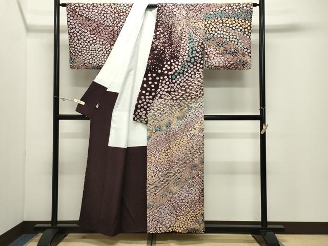 平和屋着物●中国三大刺繍 相良刺繍 訪問着 おぼろ染め 襲絞り 草花文 銀通し地 まるやま扱い 正絹 逸品 CABK2201gh