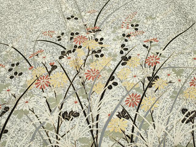 平和屋着物●訪問着 草花文 たたき染め 金彩 正絹 逸品 CABK2207gh
