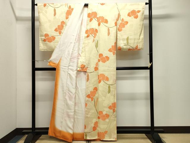 平和屋着物●上質な小紋 地紋起こし カトレア 正絹 逸品 CABK2214gh