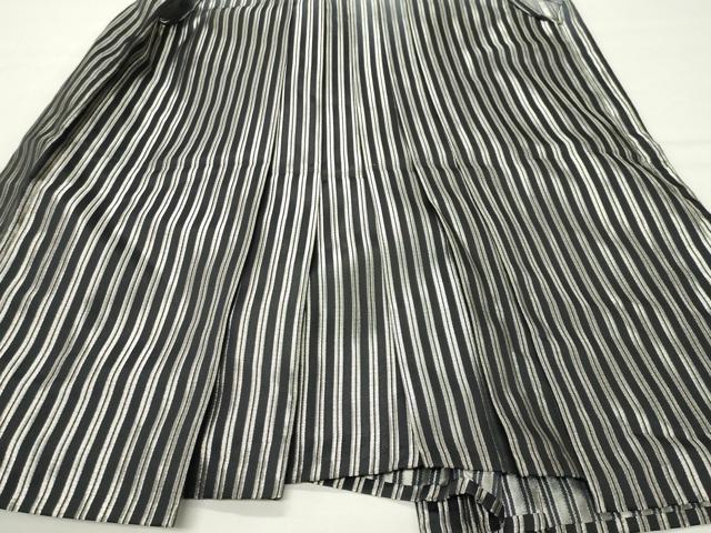 平和屋着物●男性 行灯袴 縞 暈し染め 黒地 銀糸 CABK2230gh