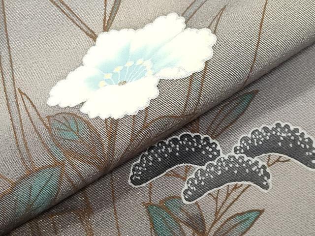 平和屋着物●訪問着 手描き 猫 牡丹花文 暈し染め 金彩 正絹 逸品 CABK2234gh
