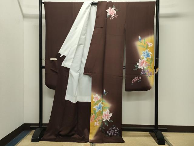 平和屋着物●豪華振袖 百合 暈し染め 金彩 正絹 逸品 CABK2238gh
