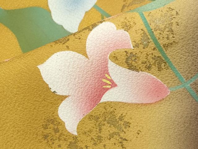 平和屋着物●豪華振袖 百合 暈し染め 金彩 正絹 逸品 CABK2238gh