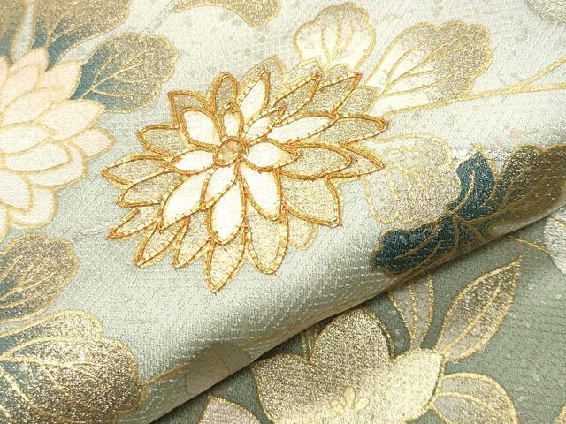 平和屋着物●訪問着 駒刺繍 草花文 暈し染め 金銀彩 正絹 逸品 CABK2244gh